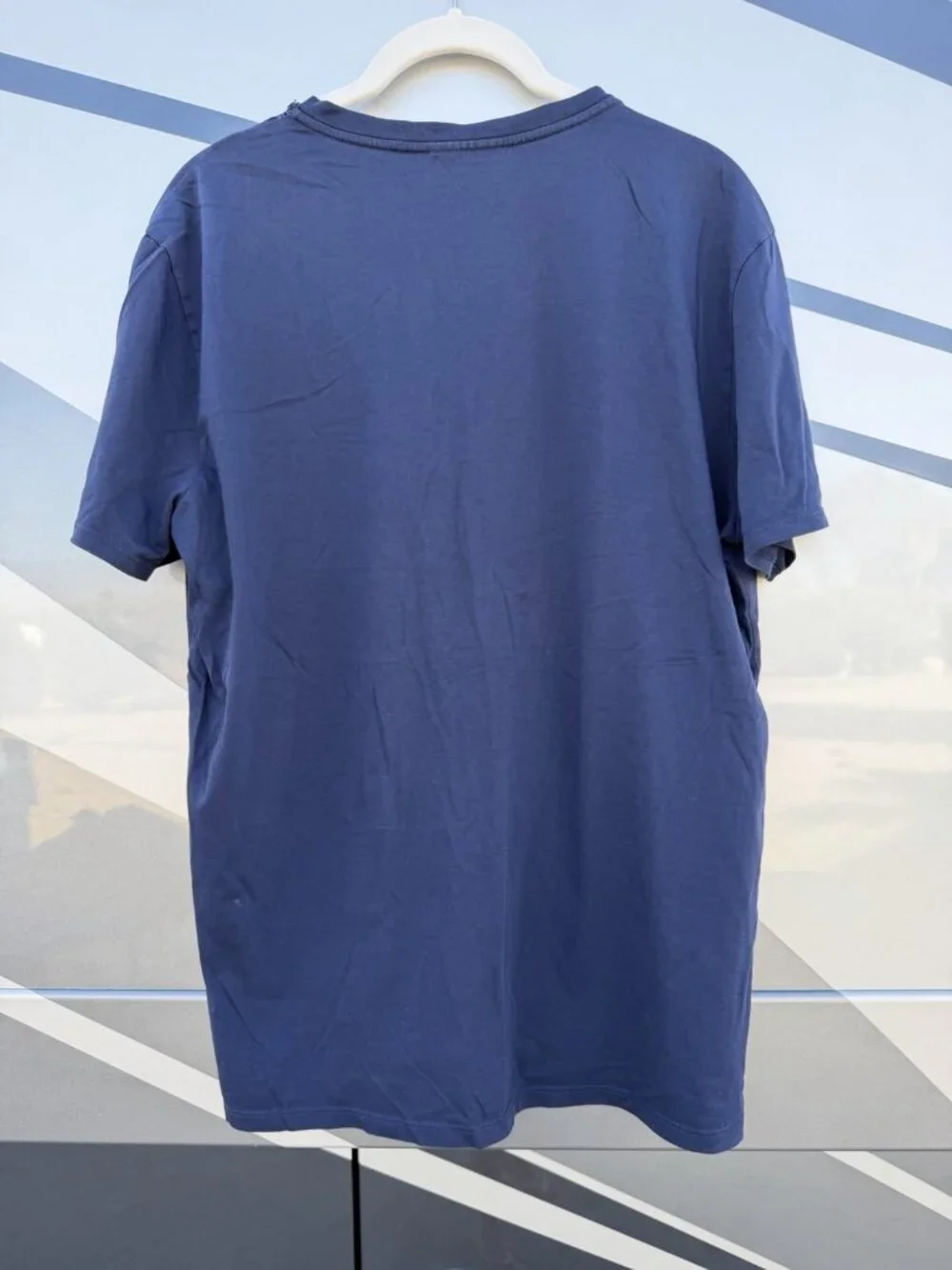 LACOSTE 100% pima cotton vneck navy blue tshirt logo L tenniscore capsule